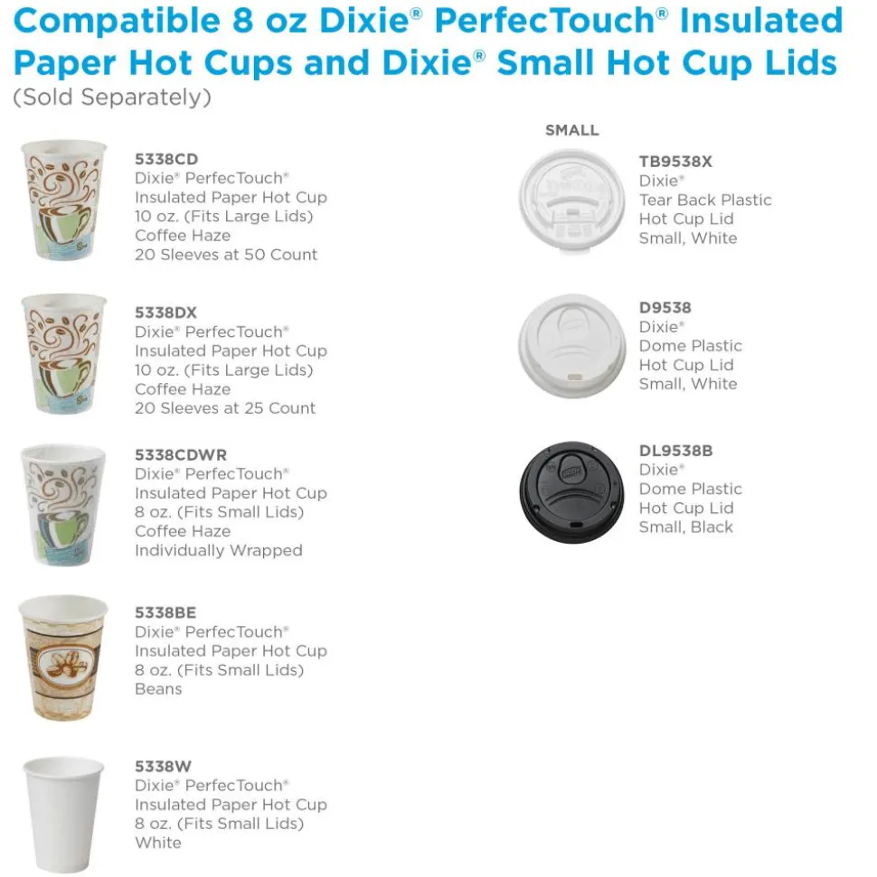Dixie PerfecTouch 8 oz Insulated Paper Hot Coffee Cups by GP Pro - 50 / Pack