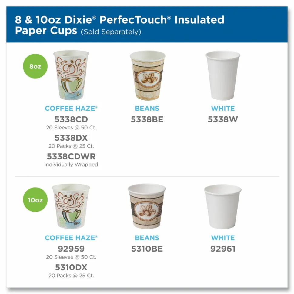 Dixie PerfecTouch by GP PRO Hot Cups, 8 Oz, Box Of 1,000 Cups