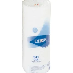 Dixie PerfecTouch Hot Cup Lids, For 10-, 12- And 16-Oz Cups, White, Pack Of 50 Lids