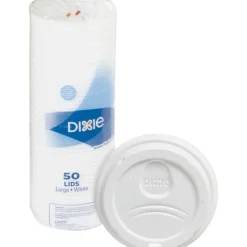 Dixie PerfecTouch Hot Cup Lids, For 10-, 12- And 16-Oz Cups, White, Pack Of 50 Lids