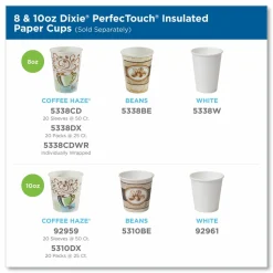 Dixie PerfecTouch Insulated Paper Cups, 8 Oz, Coffee Haze, Pack Of 1,000 Cups