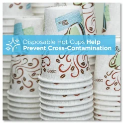 Dixie PerfecTouch Paper Hot Cups, 10 oz, Coffee Haze Design, 25/Sleeve, 20 Sleeves/Carton