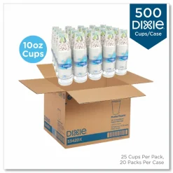 Dixie PerfecTouch Paper Hot Cups, 10 oz, Coffee Haze Design, 25/Sleeve, 20 Sleeves/Carton