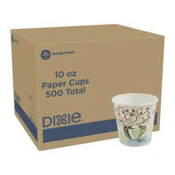 Dixie PerfecTouch Paper Hot Cups, 10 oz, Coffee Haze Design, 25/Sleeve, 20 Sleeves/Carton