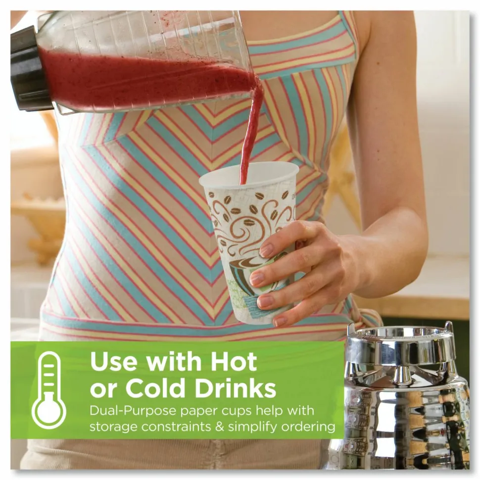 Dixie PerfecTouch Paper Hot Cups, 10 oz, Coffee Haze Design, 50/Sleeve, 20 Sleeves/Carton