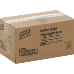 Dixie Bulk Case Plastic Forks, White, Case Of 1,000