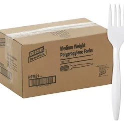 Dixie Bulk Case Plastic Forks, White, Case Of 1,000
