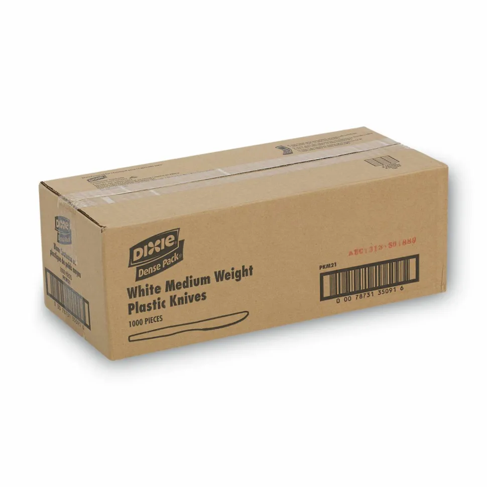 Dixie Bulk Case Plastic Knives, White, Case Of 1,000