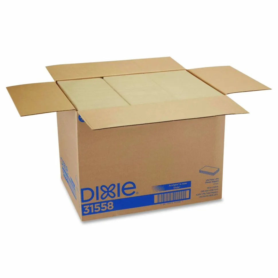 Dixie 1/8-Fold Dinner Napkin, 1-Ply, 15 x 16.8, White, 350/Pack, 12 Packs/Carton
