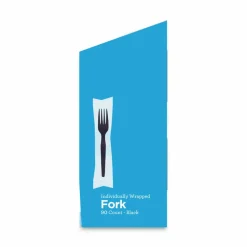 Dixie Grab'N Go Wrapped Cutlery, Fork, Plastic, Black, 90/Box