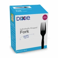 Dixie Grab'N Go Wrapped Cutlery, Fork, Plastic, Black, 90/Box