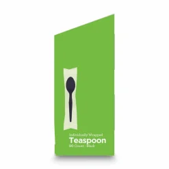 Dixie Grab'N Go Wrapped Cutlery, Spoon, Plastic, Black, 90/Box