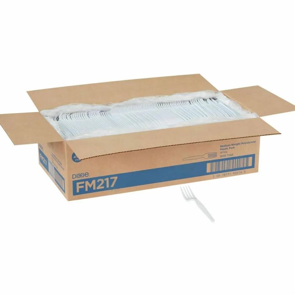 Dixie Heavy/Medium-Weight Forks, White, Pack Of 1,000