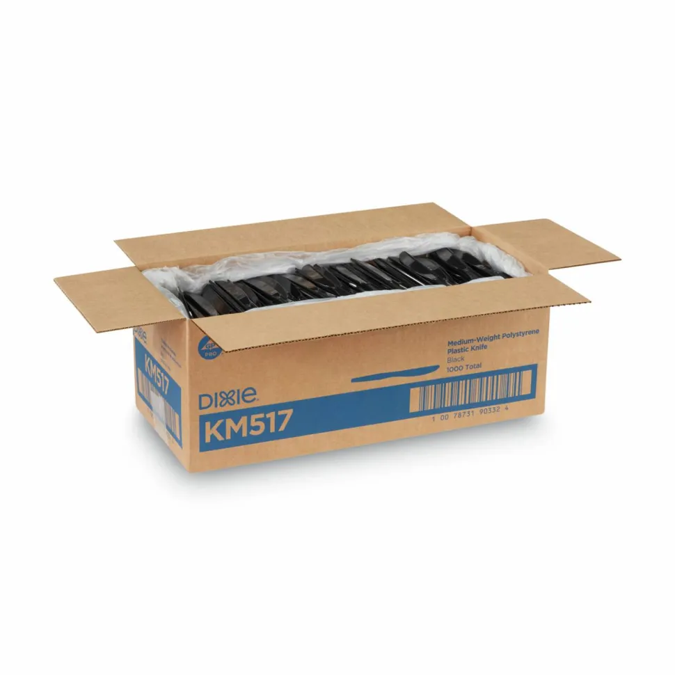 Dixie Heavy/Medium-Weight Knives, Black, Pack Of 1,000