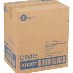 Dixie Heavyweight Disposable Knives Grab-N-Go by GP Pro - Knife - 1000 x Knife - White - 100/Box - 10 / Carton