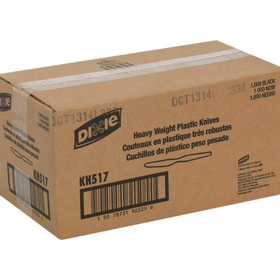 Dixie Heavyweight Utensils, Knives, Black, Box Of 1,000