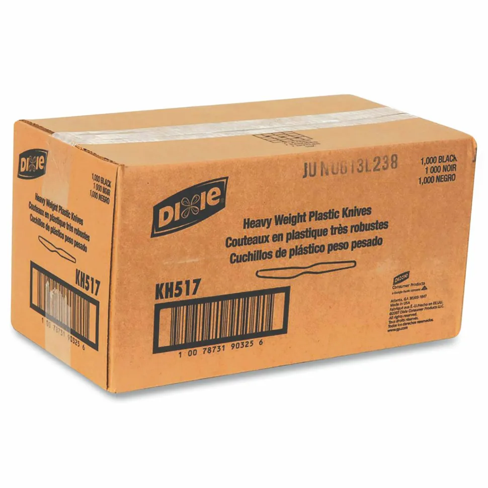 Dixie Heavyweight Utensils, Knives, Black, Box Of 1,000