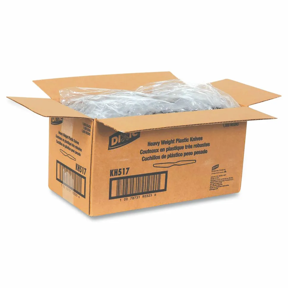 Dixie Heavyweight Utensils, Knives, Black, Box Of 1,000