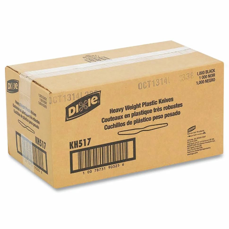 Dixie Heavyweight Utensils, Knives, Black, Box Of 1,000