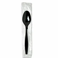 Dixie Individually Wrapped Heavyweight Spoon, Plastic, Black, 1,000/Carton