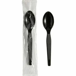 Dixie Individually Wrapped Heavyweight Spoon, Plastic, Black, 1,000/Carton