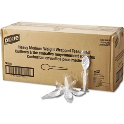 Dixie Individually Wrapped Polystyrene Teaspoons, White, Pack Of 1,000