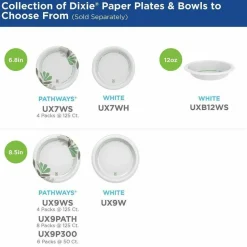Dixie 8 1/2 in Medium-Weight Paper Plates, Pathways, 1,000 Count (125 Plates per Pack, 8 Packs per Case)