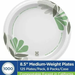 Dixie 8 1/2 in Medium-Weight Paper Plates, Pathways, 1,000 Count (125 Plates per Pack, 8 Packs per Case)