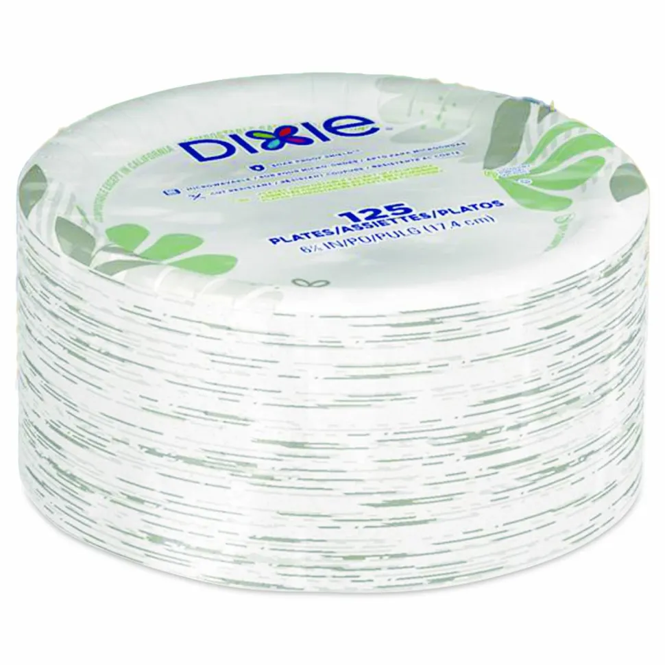 Dixie 8 1/2" Medium-Weight Paper Plates, Pathways Design, Pack of 125 Plates