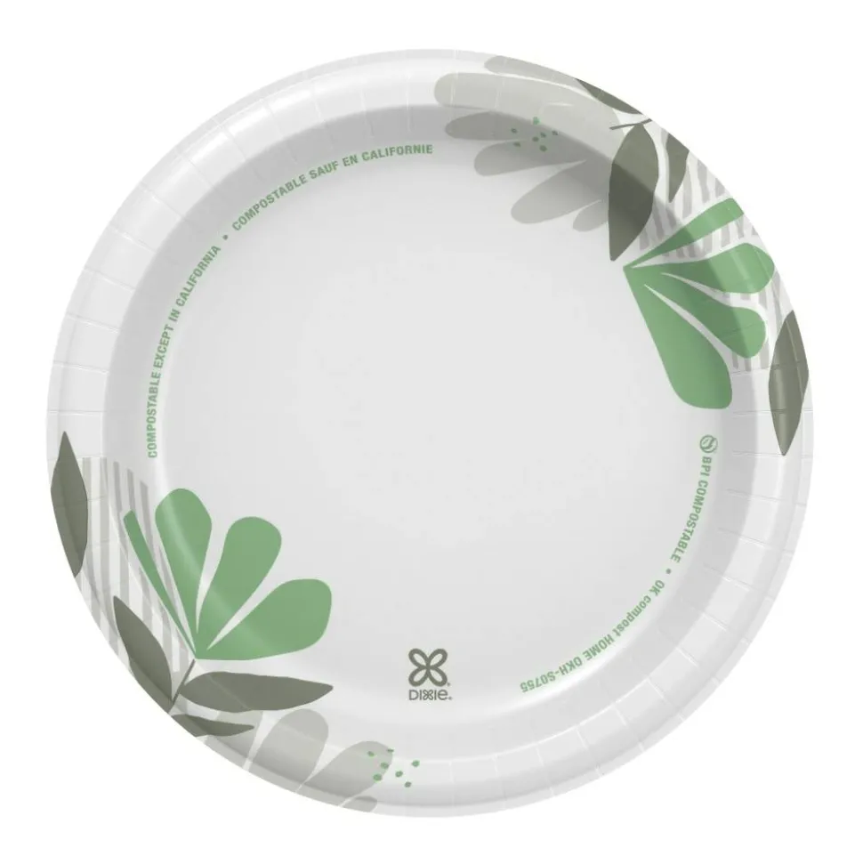 Dixie 8 1/2" Medium-Weight Paper Plates, Pathways Design, Pack of 125 Plates