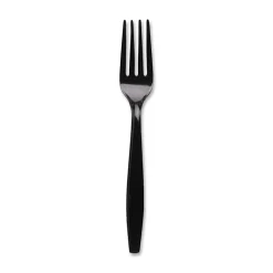 Dixie Plastic Cutlery, Heavyweight Fork, Black, 1,000/Carton