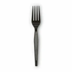 Dixie Plastic Cutlery, Heavyweight Fork, Black, 1,000/Carton