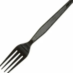 Dixie Plastic Cutlery, Heavyweight Fork, Black, 1,000/Carton