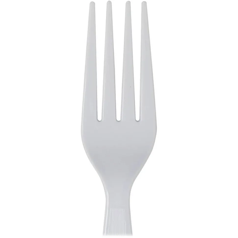 Dixie Plastic Cutlery, Heavyweight Fork, White, 100/Box