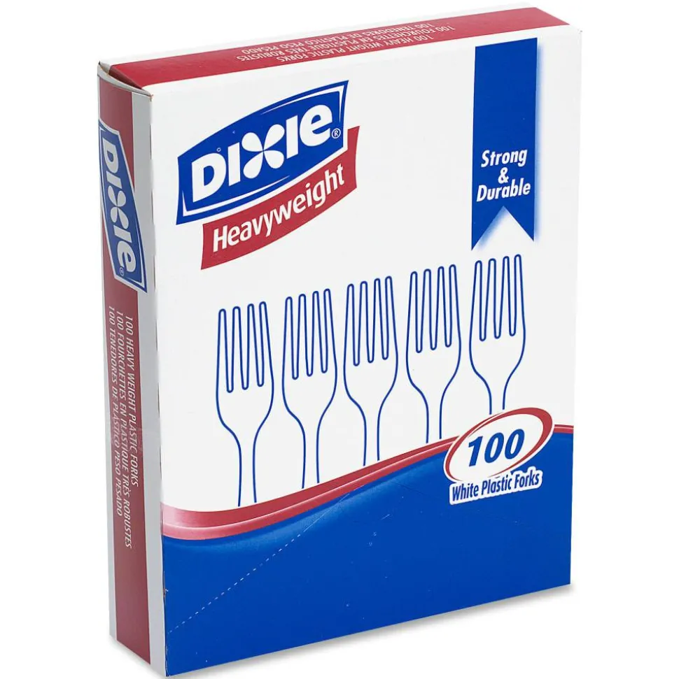 Dixie Plastic Cutlery, Heavyweight Fork, White, 100/Box