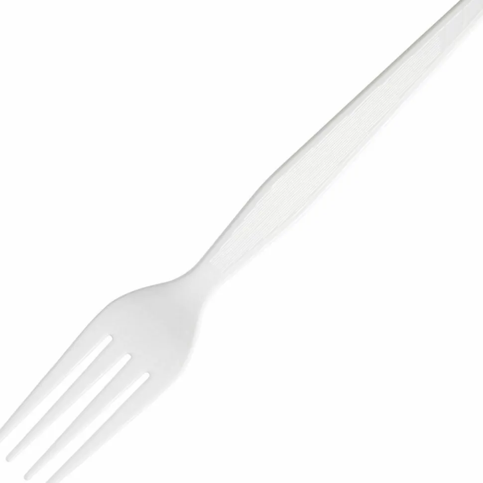 Dixie Plastic Cutlery, Heavyweight Fork, White, 1,000/Carton