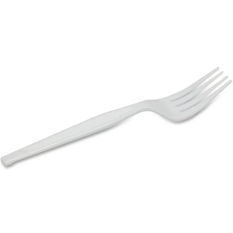 Dixie Plastic Cutlery, Heavyweight Fork, White, 1,000/Carton
