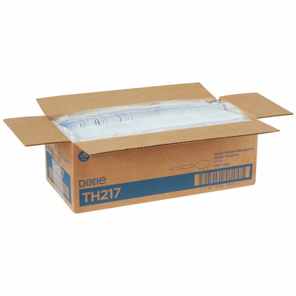 Dixie Plastic Cutlery, Heavyweight Spoon, White, 1,000/Carton