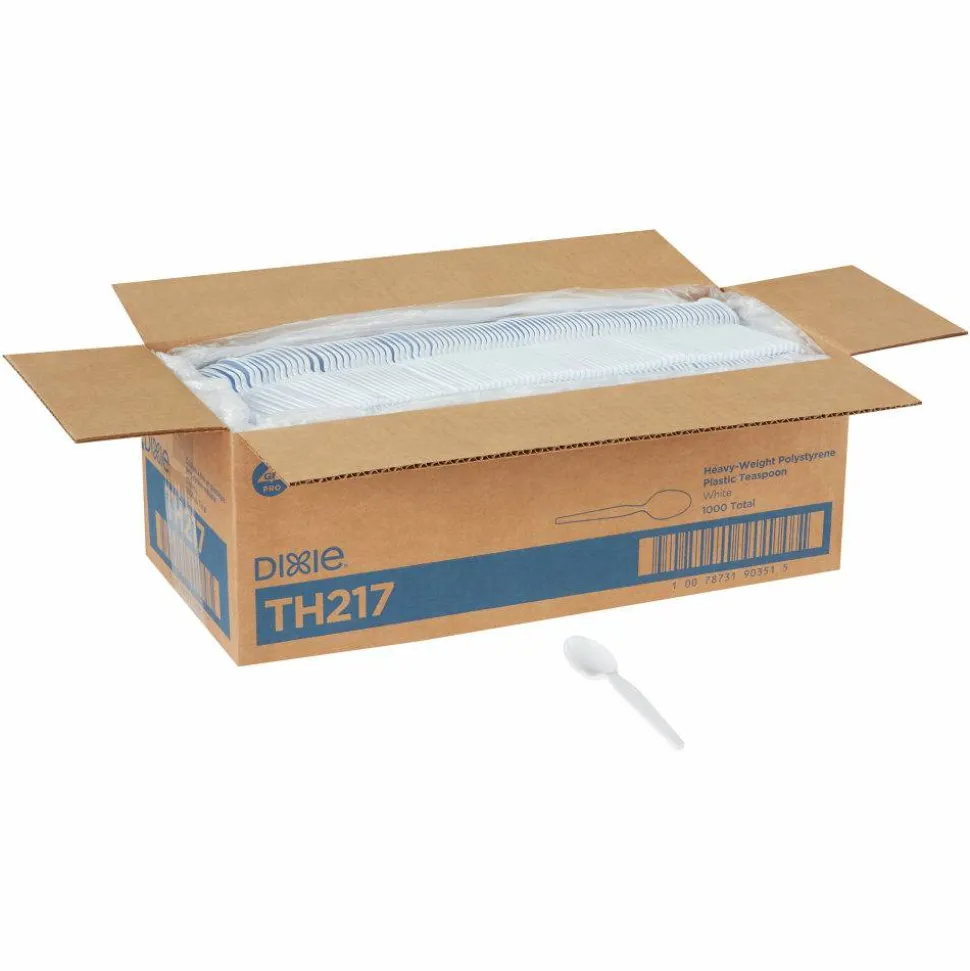 Dixie Plastic Cutlery, Heavyweight Spoon, White, 1,000/Carton