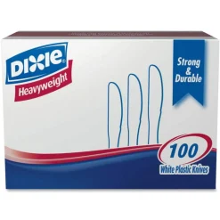 Dixie Plastic Cutlery, Heavyweight Knife, White, 100/Box