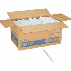 Dixie Plastic Cutlery, Heavyweight Knife, 7.5", White, 1,000/Carton