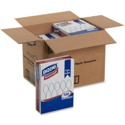 Dixie Plastic Cutlery, Heavyweight Spoon, White, 100/Box