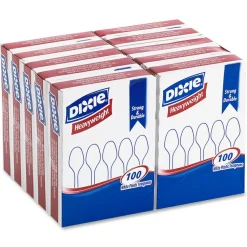 Dixie Plastic Cutlery, Heavyweight Spoon, White, 100/Box