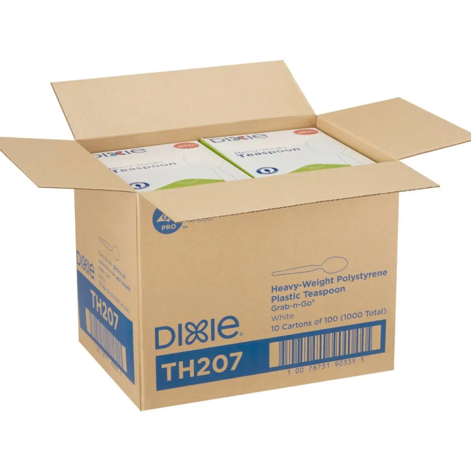 Dixie Plastic Cutlery, Heavyweight Spoon, White, 100/Box