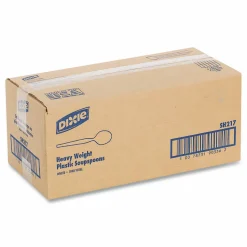 Dixie Plastic Cutlery, Heavyweight Soup Spoon, White, 1,000/Carton