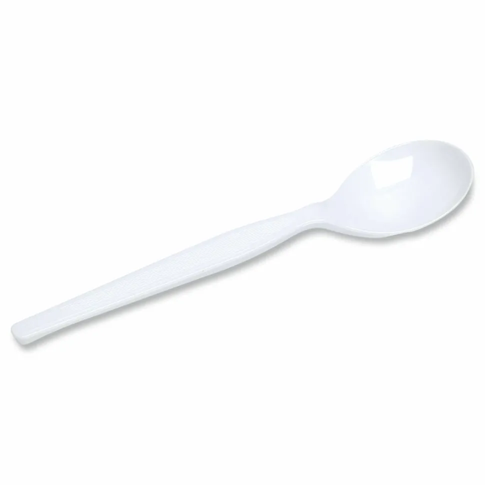 Dixie Plastic Cutlery, Heavyweight Soup Spoon, White, 1,000/Carton