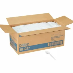 Dixie Plastic Cutlery, Heavyweight Soup Spoon, White, 1,000/Carton