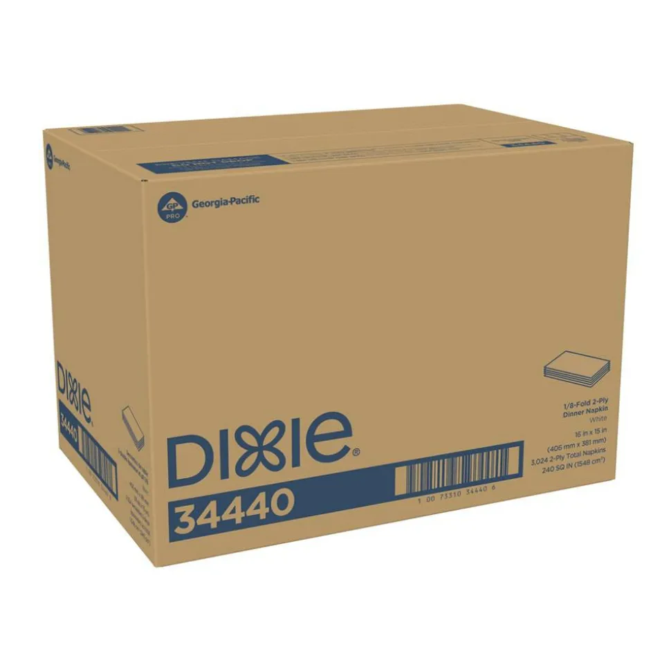 Dixie 2-Ply Dinner Napkins, 126 Napkins Per Sleeve, Carton of 24 Packs