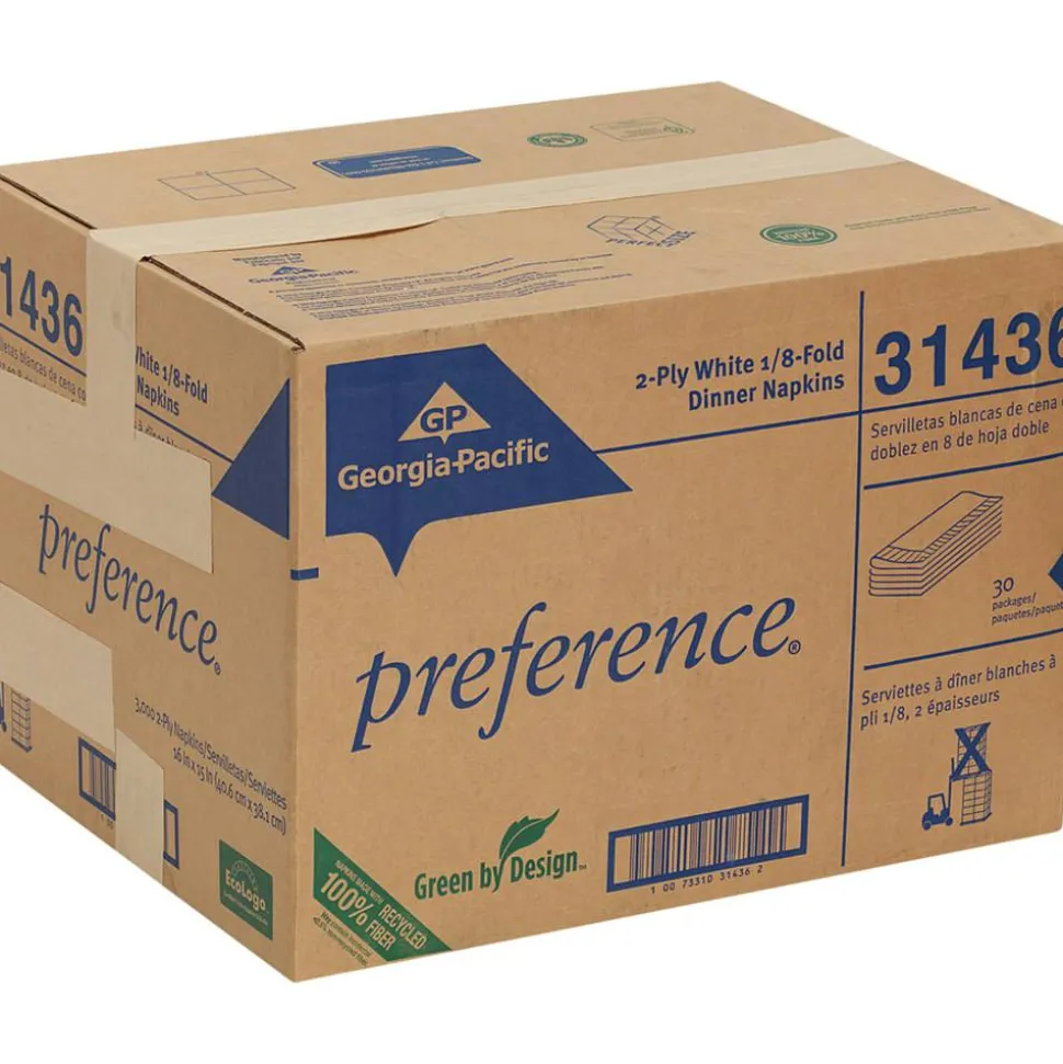 Dixie 2-Ply Dinner Napkins, 126 Napkins Per Sleeve, Carton of 24 Packs