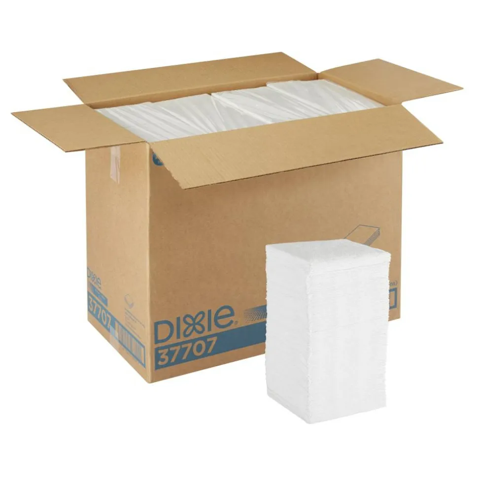 Dixie 1-Ply 1/4-Fold Luncheon Napkins, White, 500 Per Pack, Case Of 12